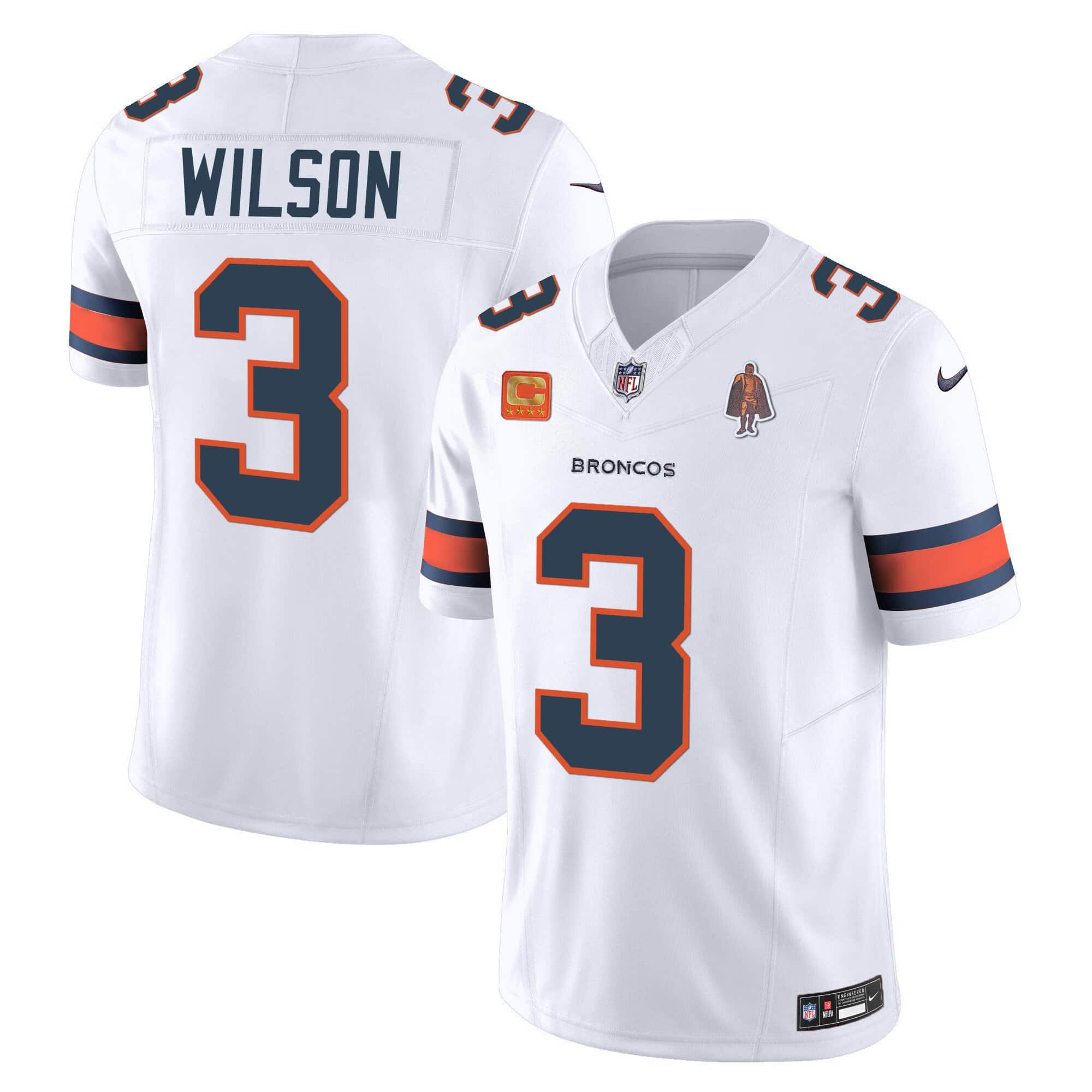 Men Denver Broncos #3 Wilson White 2024 Nike Vapor Limited NFL Jersey style 1